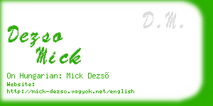 dezso mick business card